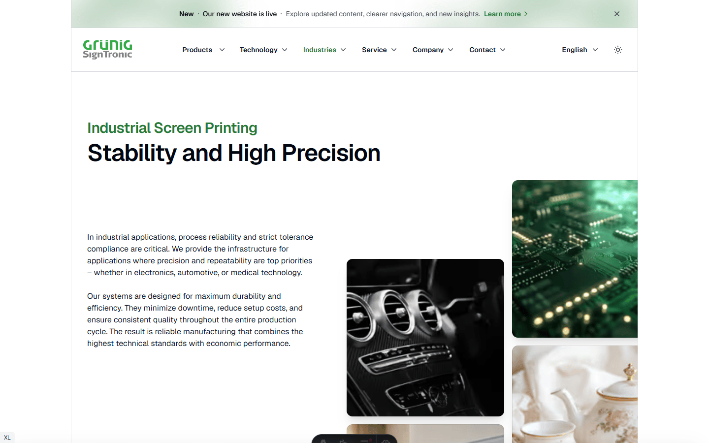 Industrial screen printing industry page